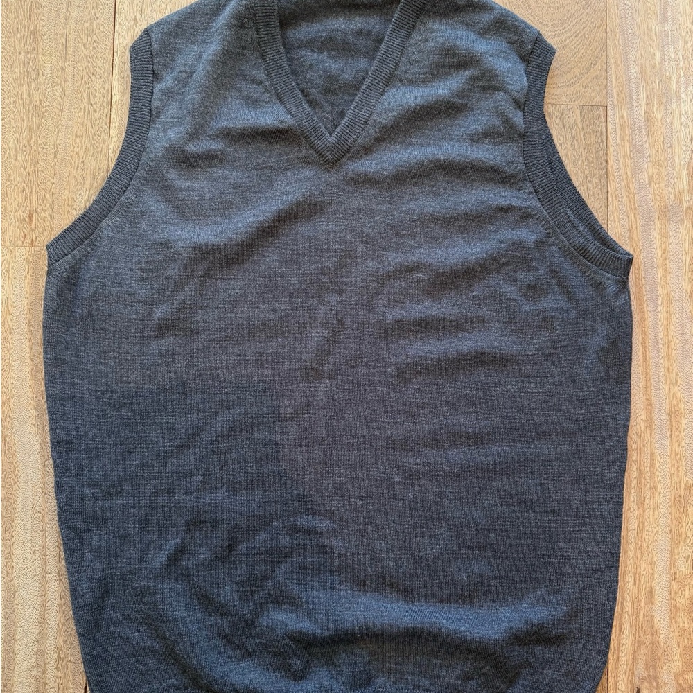 John Smedley Charcoal V-Neck Sweater Vest